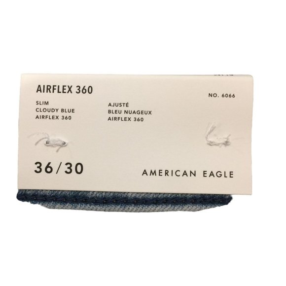 American Eagle Airflex 360 Slim Cloudy Blue Men's 36 x 30 Distressed Jeans - Picture 3 of 4